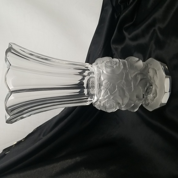 Bohemian Czech Schevogt Ingrid Roses Crystal Vase - Picture 12 of 16